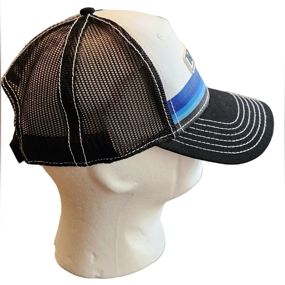 Polywater Snapback Trucker Hat With Mesh Backing USA Flag Black, White And Blue